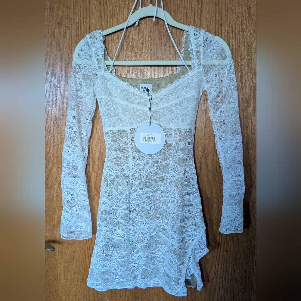 Princess Polly White Lace Long Sleeve Dress